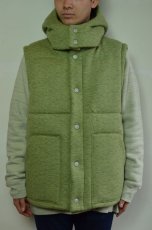 画像1: AUGUSTE-PRESENTATION(オーギュストプレゼンテーション) ２重ジャガード天竺圧縮中綿HOOD VEST [杢GREEN] (1)