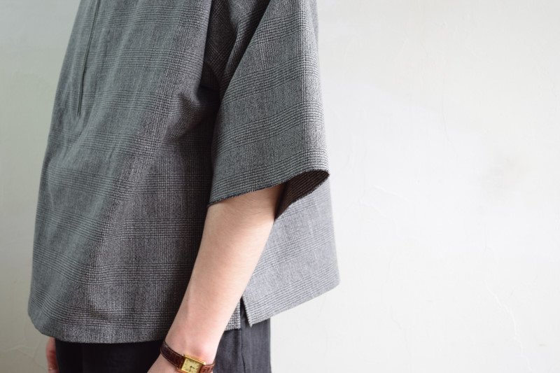 画像2: 【MORE SALE】bukht (ブフト) HALF ZIP PULLOVER SHIRTS-GLEN CHECK FAB- [WHITE×BLACK]