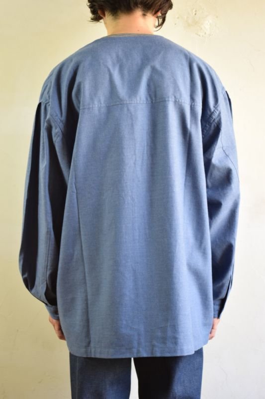 MORE SALE】E.TAUTZ / COWL NECK SHIRT [DENIM BLUE/NAVY CONTRAST]