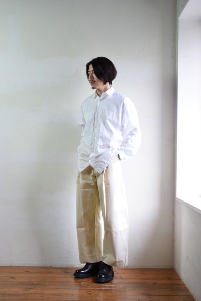 画像1: STUDIO NICHOLSON (スタジオニコルソン) Peached Cotton Twill VOLUME PLEAT PANTS -SORTE- [CREAM]