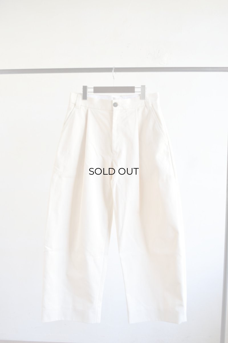 画像5: STUDIO NICHOLSON (スタジオニコルソン) Peached Cotton Twill VOLUME PLEAT PANTS -SORTE- [CREAM] (5)