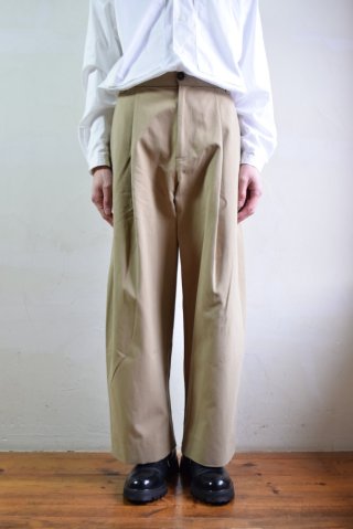 PEACHED COTTON TWILL VOLUME PLEAT PANTSパンツ丈フルレングス