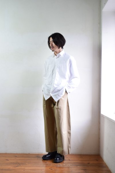 画像1: STUDIO NICHOLSON (スタジオニコルソン) Peached Cotton Twill VOLUME PLEAT PANTS -SORTE- [TAN]