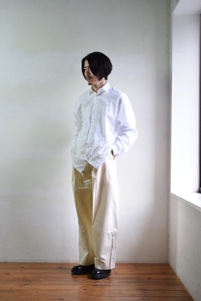 画像2: STUDIO NICHOLSON (スタジオニコルソン) Peached Cotton Twill VOLUME PLEAT PANTS -SORTE- [CREAM]