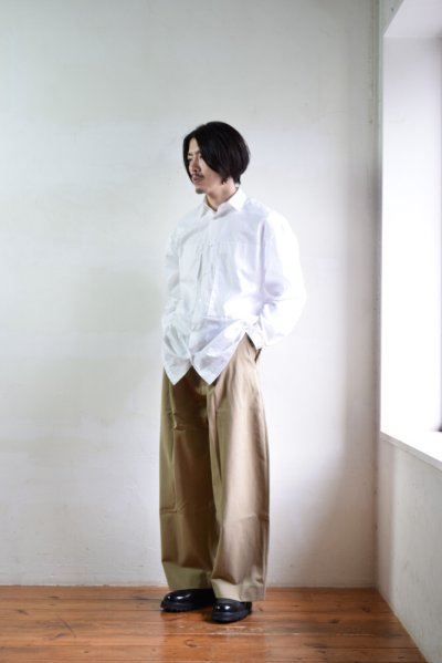 画像2: STUDIO NICHOLSON (スタジオニコルソン) Peached Cotton Twill VOLUME PLEAT PANTS -SORTE- [TAN]