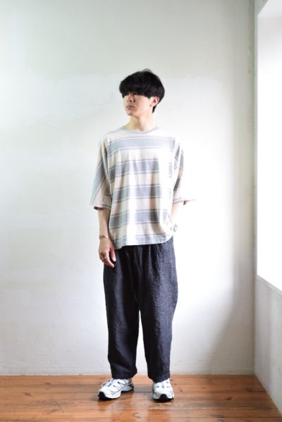 画像1: 【SALE】UNUSED (アンユーズド) Short  Sleeve Border T-Shirt / US1951 [Gray × Beige]