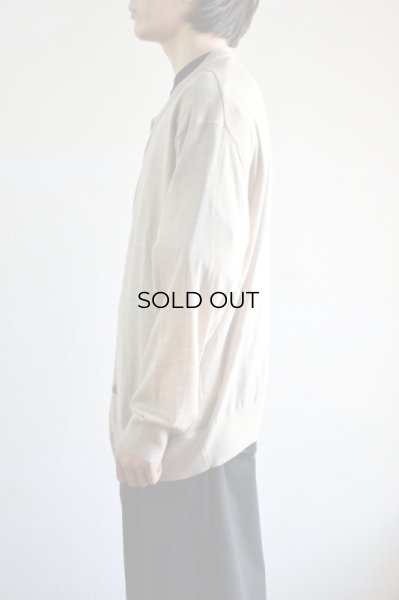 SALE】URU (ウル) 21GAUGE CREW NECK KNIT CARDIGAN [L.BEIGE]