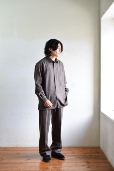 画像1: STUDIO NICHOLSON (スタジオニコルソン) WOOL FLANNEL SLIM PANT -ROAD- [MOUSE]