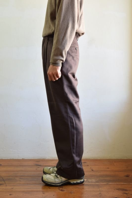 SALE】Cale (カル) ウールアンゴラシルク 1タックパンツ [DARK BROWN]