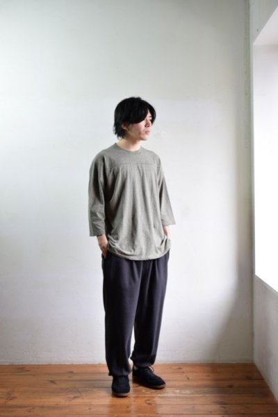 画像1: 【SALE】UNUSED (アンユーズド) Micro border football T-shirt / US2312 [GREEN×BEIGE]