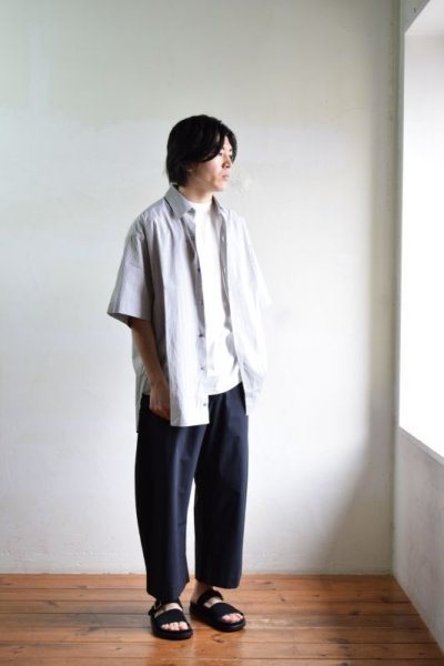 画像1: STUDIO NICHOLSON (スタジオニコルソン)Powder Cotton WIDE CROP PANT -BOSUN- [DARKEST NAVY]