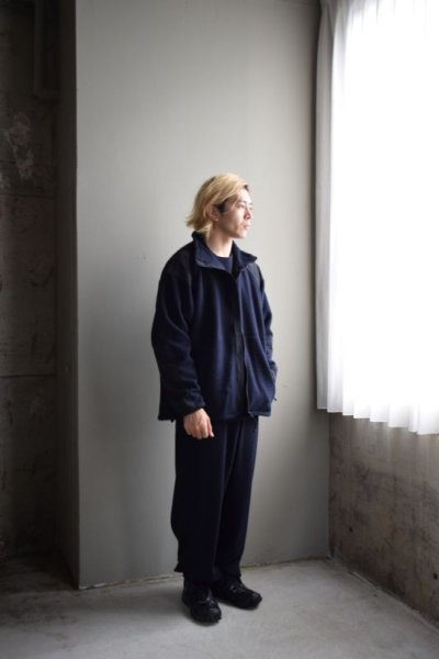 画像1: 【SALE】URU (ウル) Wool Cashmere Fleece ZIP UP BLOUSON [D.NAVY]