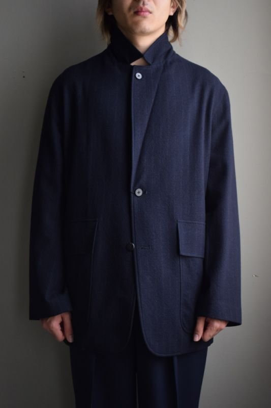 URU (ウル) for City Lights WOOL STRIPE 2 BUTTON JACKET [NAVY]