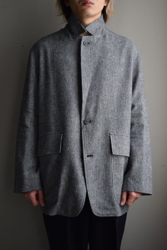 URU ウル サファリジャケット チャコールグレー サイズ2 URU (ウル) for City Lights WOOL CHECK 2 BUTTON JACKET [GRAY]