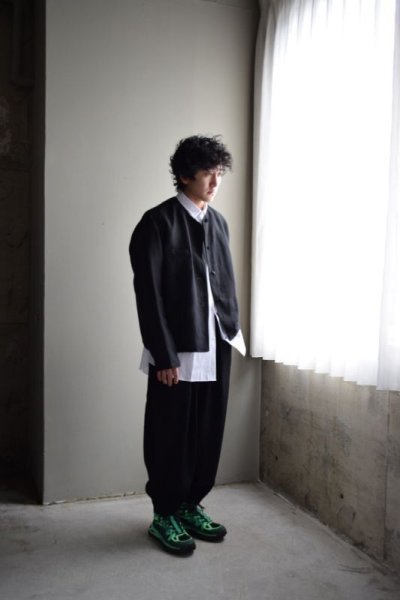 画像1: m's braque (エムズ ブラック) NO-COLLAR REVERSIBLE CHINA JACKET [KHAKI/BLACK]