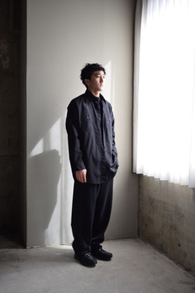 画像1: MARKAWARE (マーカウェア) ALL WEATHER CLOTH LONG TENT SHIRT [BLACK]