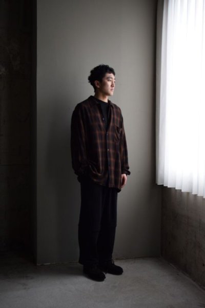 画像3: COMOLI (コモリ) レーヨン オープンカラーシャツ [CHECK]