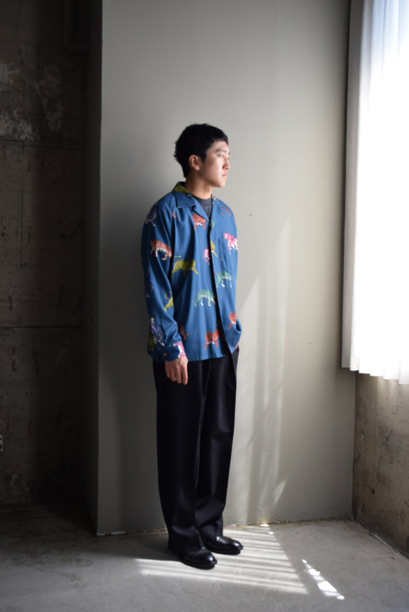 画像1: 【SALE】m's braque (エムズ ブラック) LONG SLEEVE ALOHA SHIRT [MULTI COLOR TIGERS]