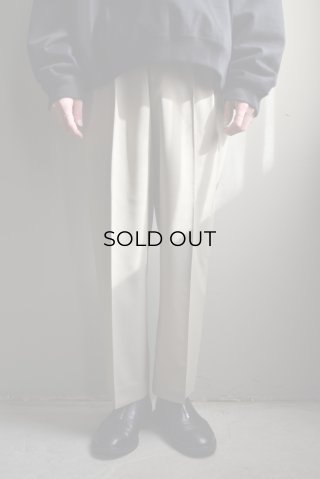 オーガニックコットン強燃ボイルツイル / ダブルプリーテッドトラウザーズ ORGANIC COTTON VOILE YARN TWILL CLASSIC FIT DOUBLE PLEATED