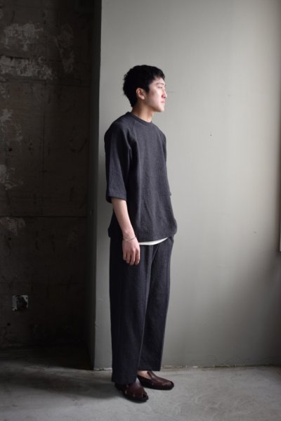 画像1: WALENODE (ウェルノード) Paper boucle Raglan sleeve T [Charcoal]