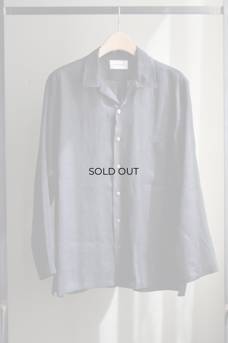 画像5: MARKAWARE (マーカウェア) HEMP SHIRTING COMFORT FIT OPEN COLLAR SHIRT [BLACK] (5)