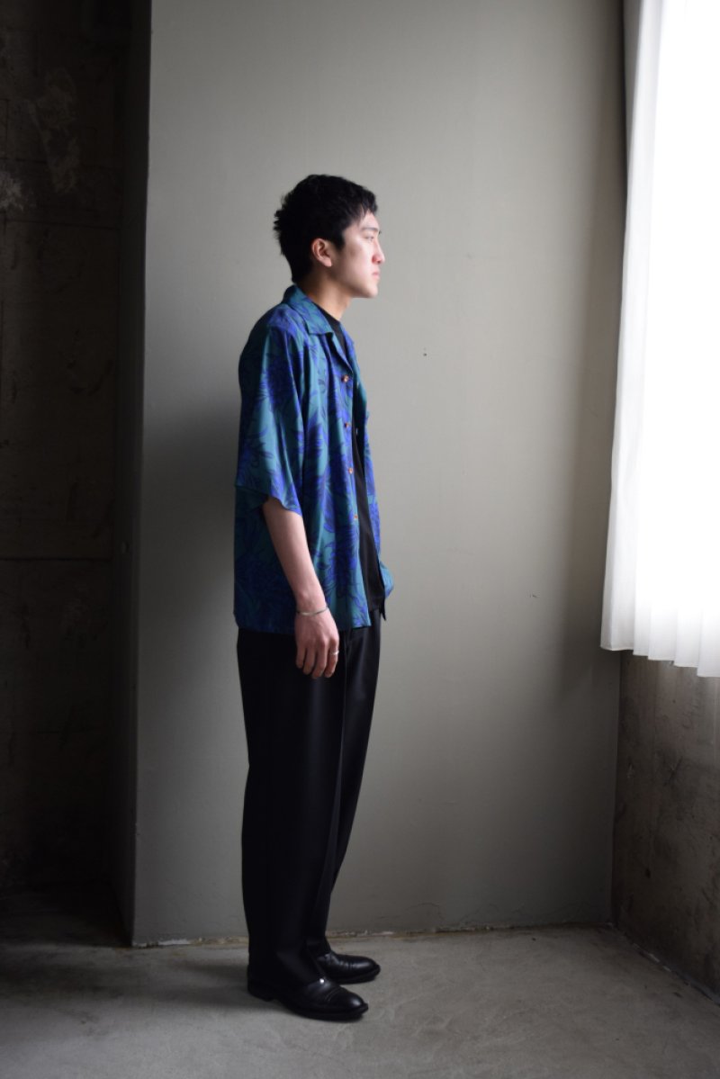 画像1: 【SALE】m's braque (エムズ ブラック) ALOHA SHIRT FRENCH DEAD STOCK FABRIC [BLUE-GREEN]