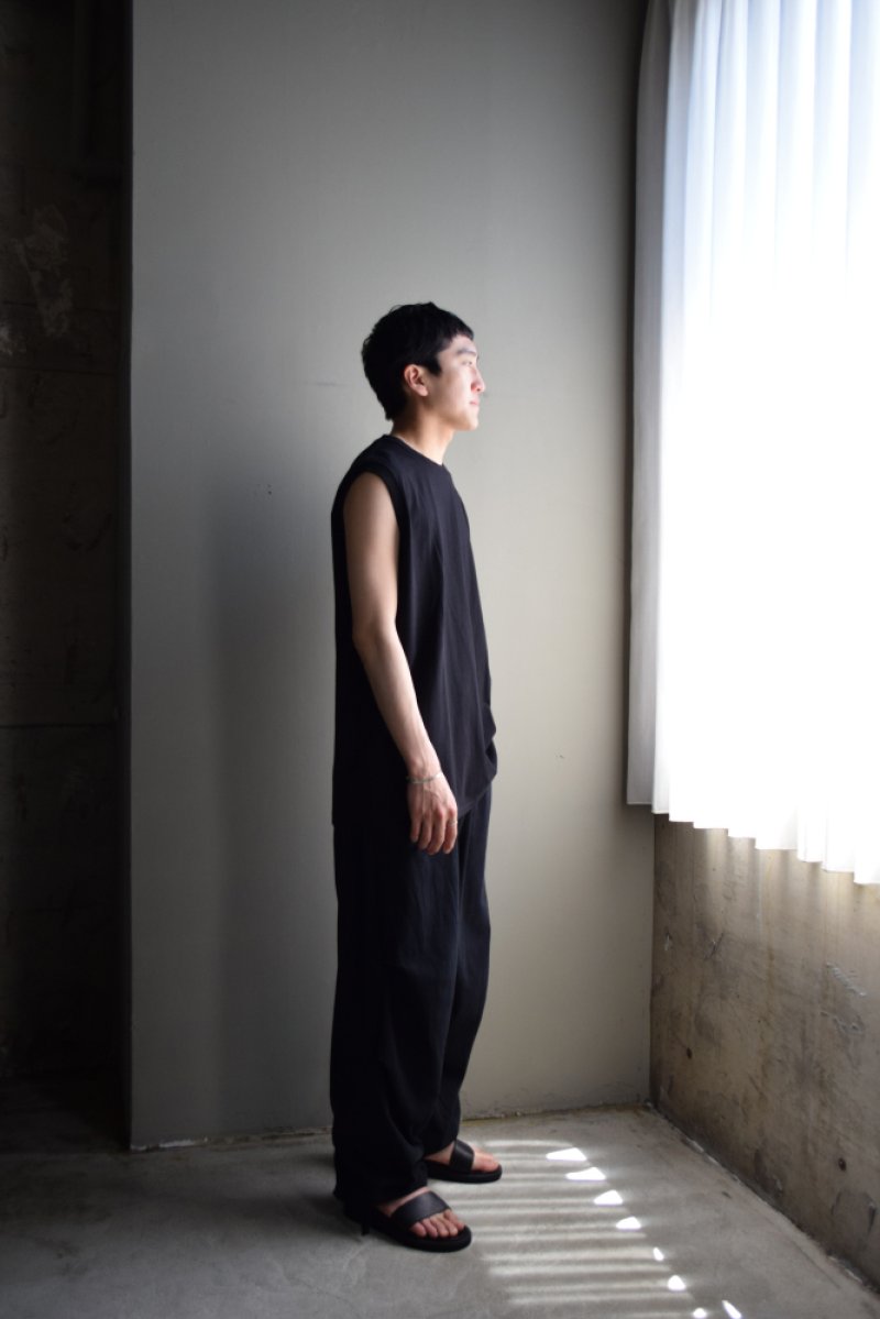 画像2: COMOLI (コモリ) コットンジャージ ノースリーブ [BLACK]