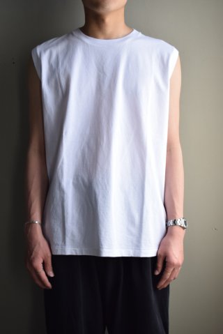 COMOLI コットン ジャージ ノースリーブ , Black – Navyblue