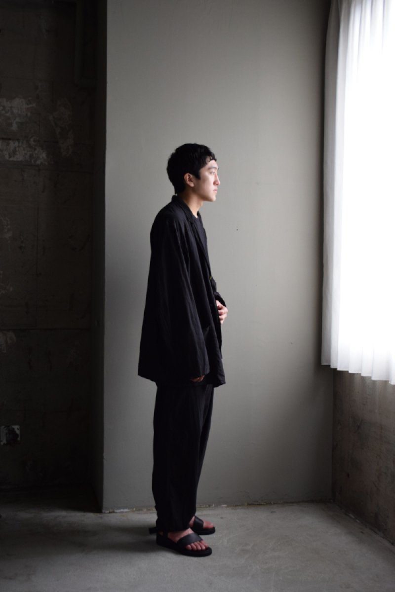 画像1: COMOLI (コモリ) KHADIコットン ドローストリングパンツ [BLACK]