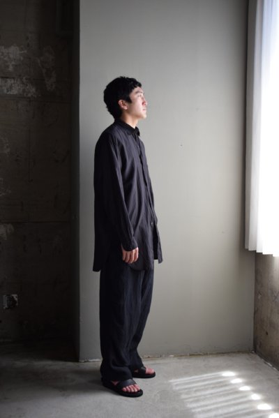 画像2: COMOLI (コモリ) シルク製品染 シャツ [BLACK]