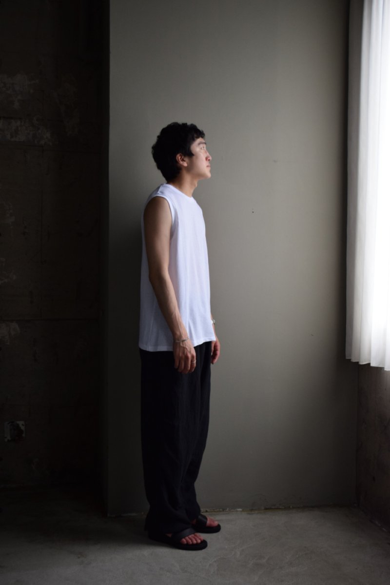 画像1: COMOLI (コモリ) コットンメッシュ ノースリーブ [WHITE]