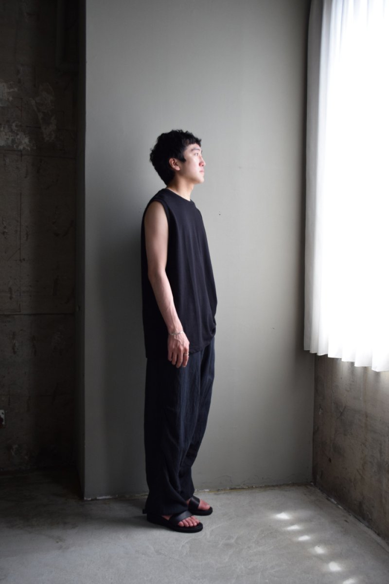 画像2: COMOLI (コモリ) コットンメッシュ ノースリーブ [BLACK]