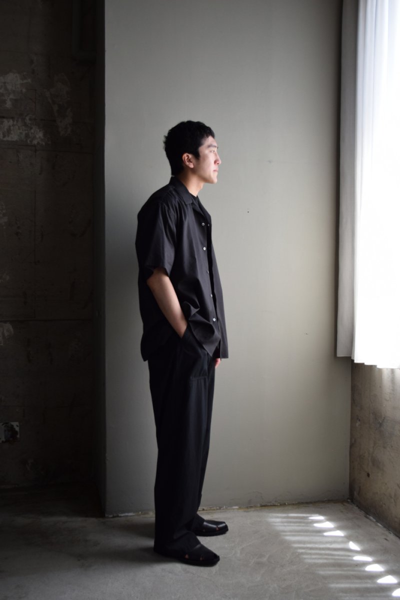 画像2: CIOTA (シオタ) Open Collar Short Sleeve Shirt (Cotton Rayon) [Black]