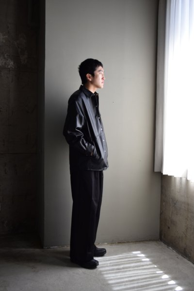 画像1: UNIVERSAL PRODUCTS (ユニバーサルプロダクツ) LEATHER SHIRTS JACKET 253-60407 [BLACK]