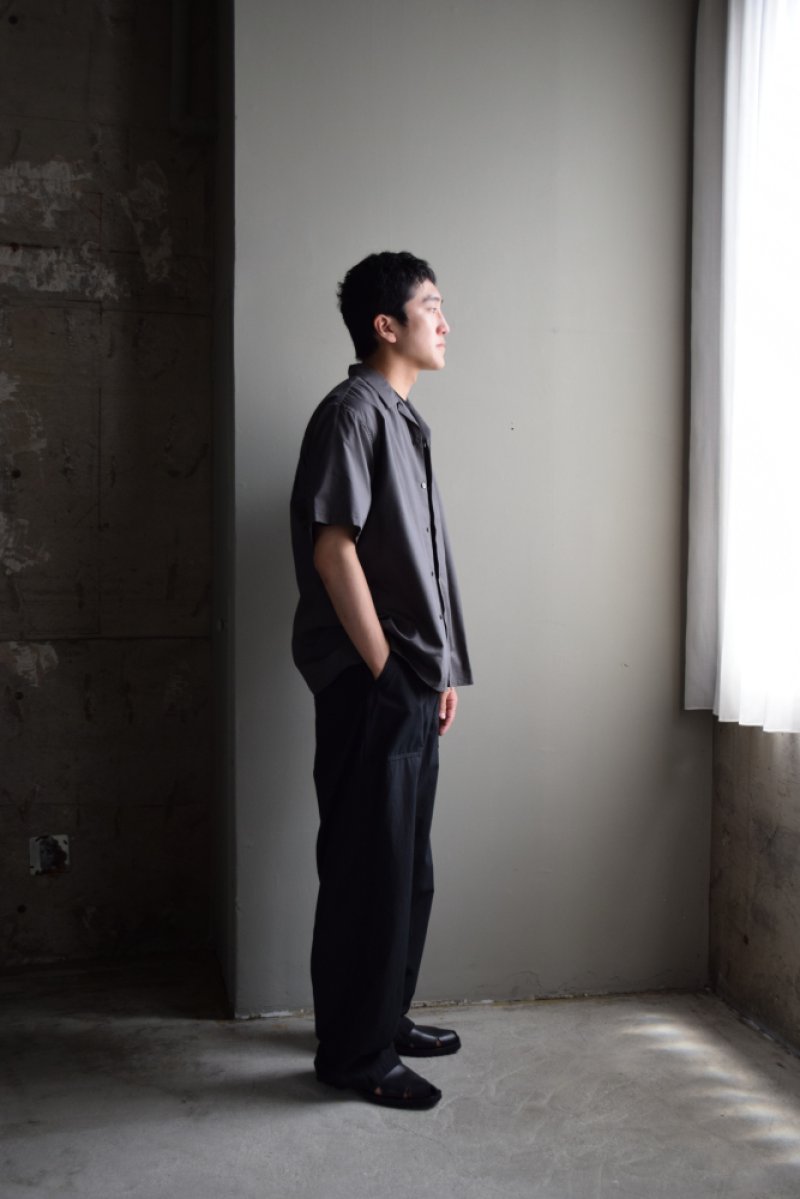 画像1: CIOTA (シオタ) Open Collar Short Sleeve Shirt (Cotton Rayon) [CHARCOAL GRAY]