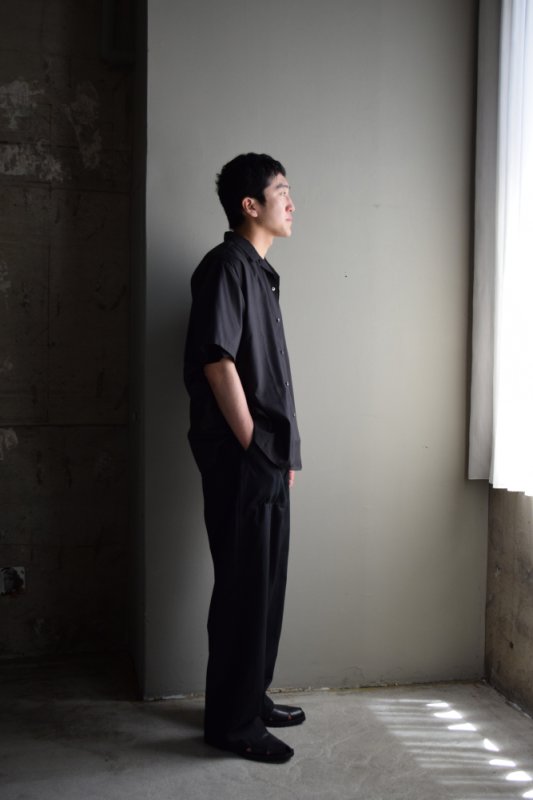 CIOTA (シオタ) Open Collar Short Sleeve Shirt (Cotton Rayon)[Black]
