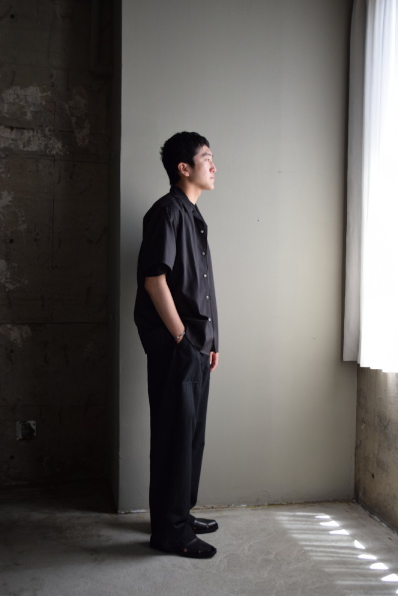 画像1: CIOTA (シオタ) Open Collar Short Sleeve Shirt (Cotton Rayon) [Black]