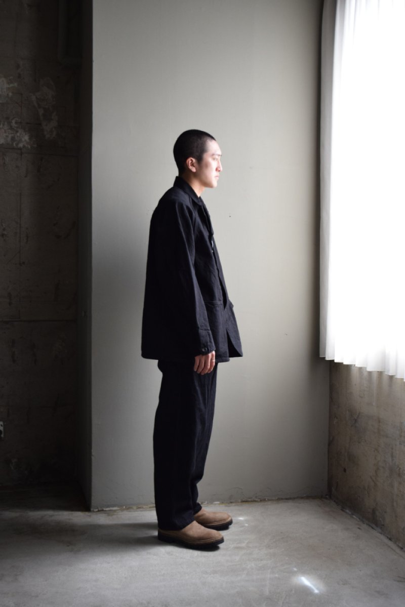 画像2: COMOLI (コモリ) ブラックデニム ベルテッドパンツ [BLACK]