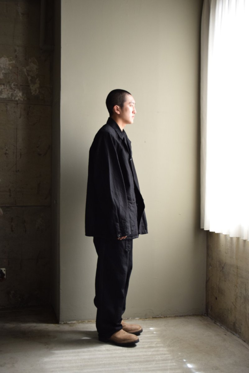 画像3: COMOLI (コモリ) ブラックデニム ベルテッドパンツ [BLACK]