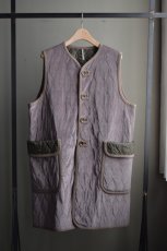 画像5: m's braque (エムズ ブラック) SILK-LOFT QUILTING CAR LONG VEST [MOCHA MESH / KHAKI TRIM] (5)