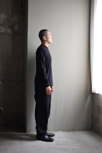 画像1: COMOLI (コモリ) コットンジャージ 長袖Tシャツ [BLACK]