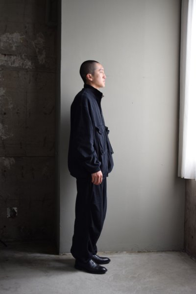 画像2: COMOLI (コモリ) コットンジャージ ニータックパンツ [BLACK]