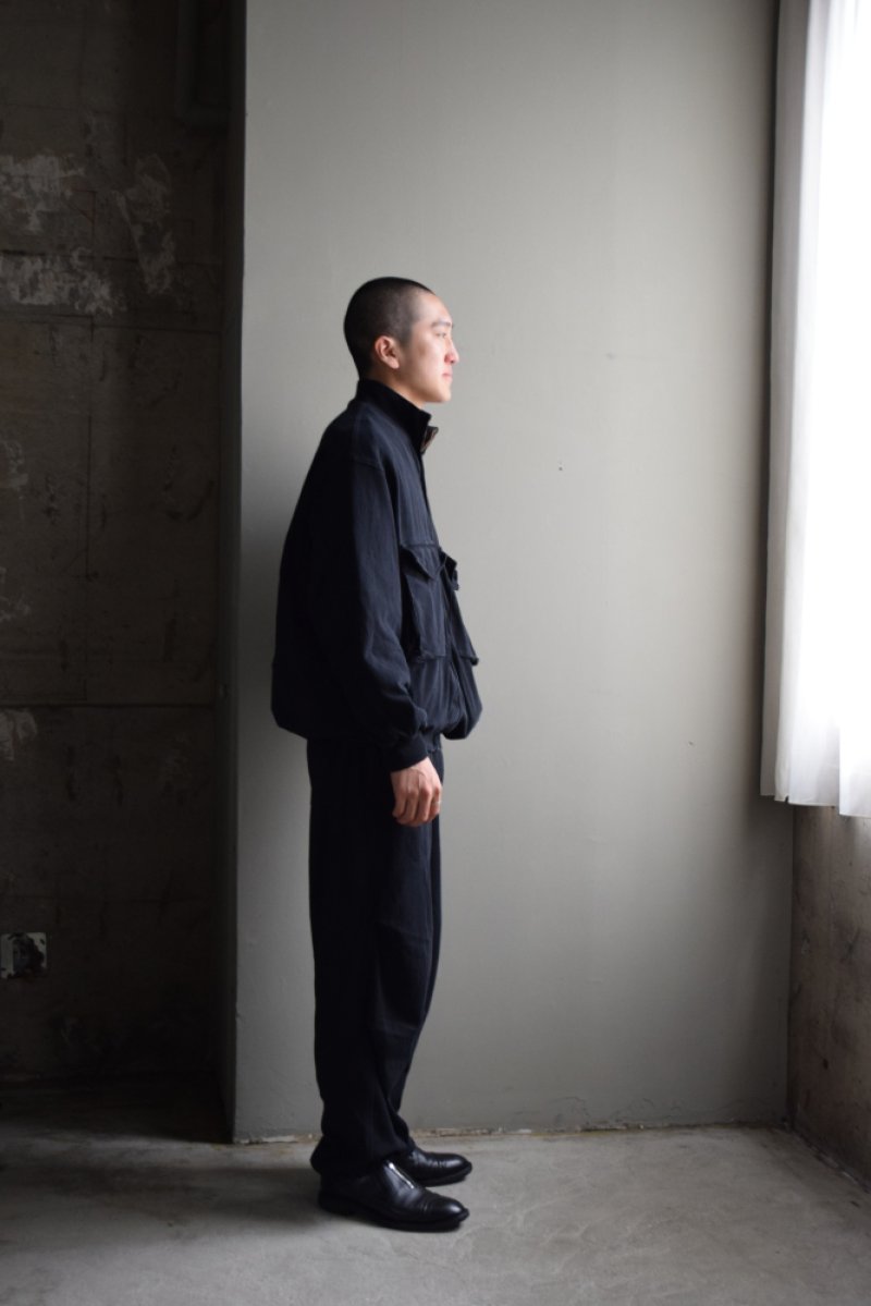 画像1: COMOLI (コモリ) コットンジャージ ニータックパンツ [BLACK]