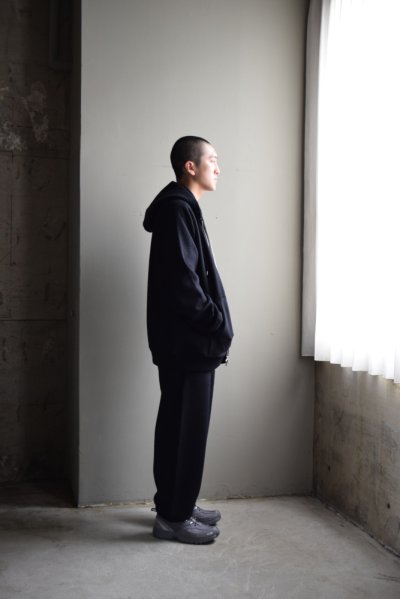 画像1: Cale (カル)  Super 120's  エアーウール裏毛 ジップパーカー [BLACK]