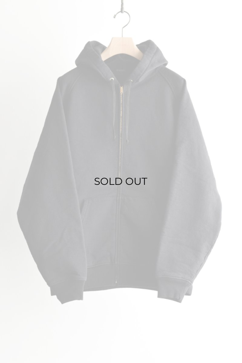 画像5: COMOLI (コモリ) コットン裏毛 ジップパーカ [BLACK] (5)