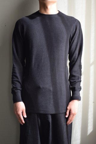 COMOLI (コモリ) カシミヤ製品染 クルーネックニット [BLACK]