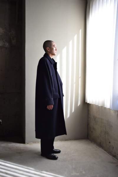 画像2: ANOTHER OFFICE (アナザーオフィス) Voyager Bold Balmacaan Coat [Dark Navy]