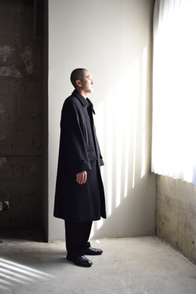 画像1: ANOTHER OFFICE (アナザーオフィス) Voyager Bold Balmacaan Coat [Black]