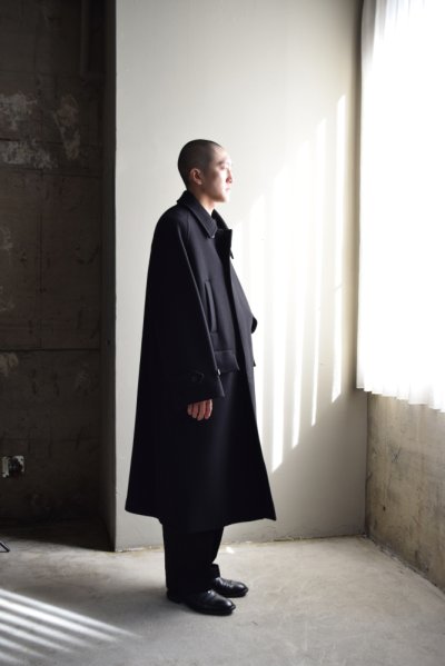 画像2: ANOTHER OFFICE (アナザーオフィス) Voyager Bold Balmacaan Coat [Black]