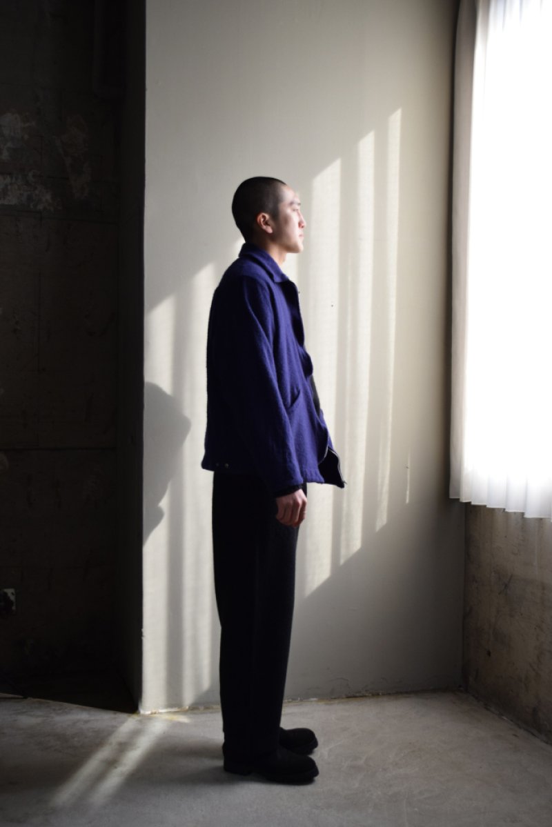 画像1: COMOLI (コモリ) 縮絨ウール ジップ ショートジャケット [PURPLE BLUE]